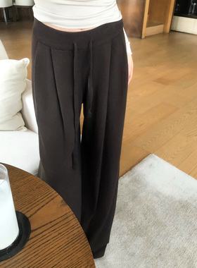 Mas Mash 伊甸园 高腰直筒垂坠感拖地长裤女极简慵懒高级感休闲裤