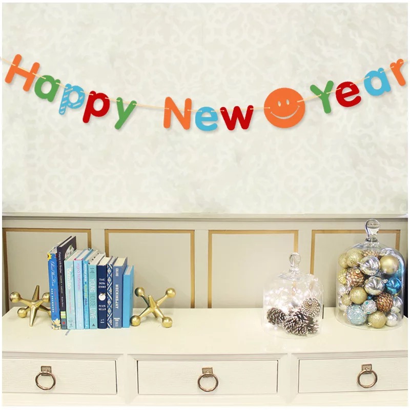 2021新年横幅彩旗装饰HAPPYNEWYEAR拉花 公司酒店布置橱窗装饰品