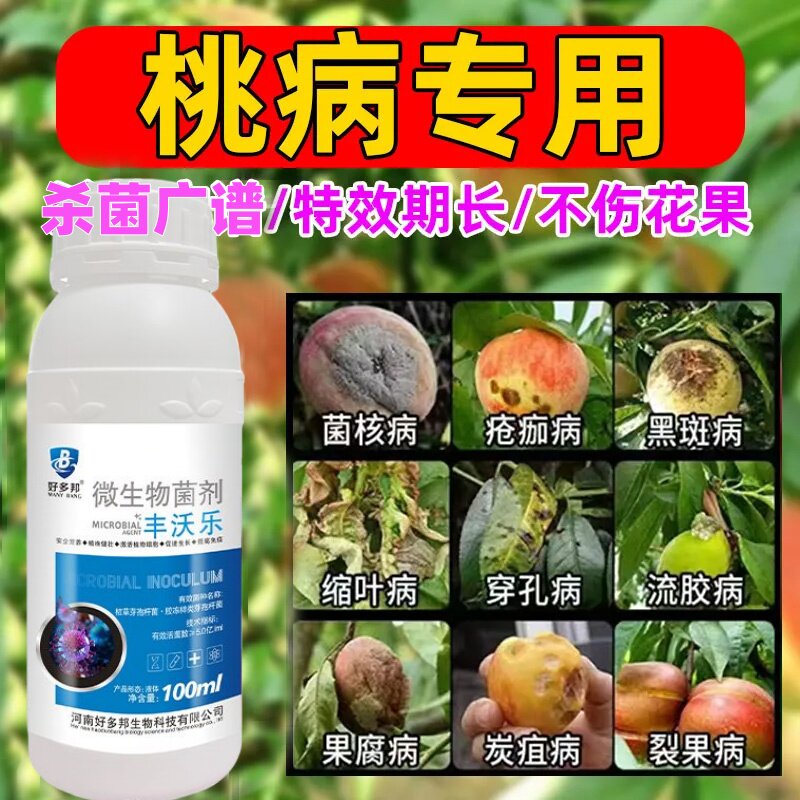 桃树病菌清桃病清桃树杀菌剂微生物菌剂肥料穿孔病流胶病缩叶病害