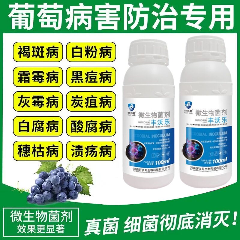 葡萄病全治葡萄专用杀菌剂微生物菌剂肥料霜霉灰黑痘白粉褐斑果腐