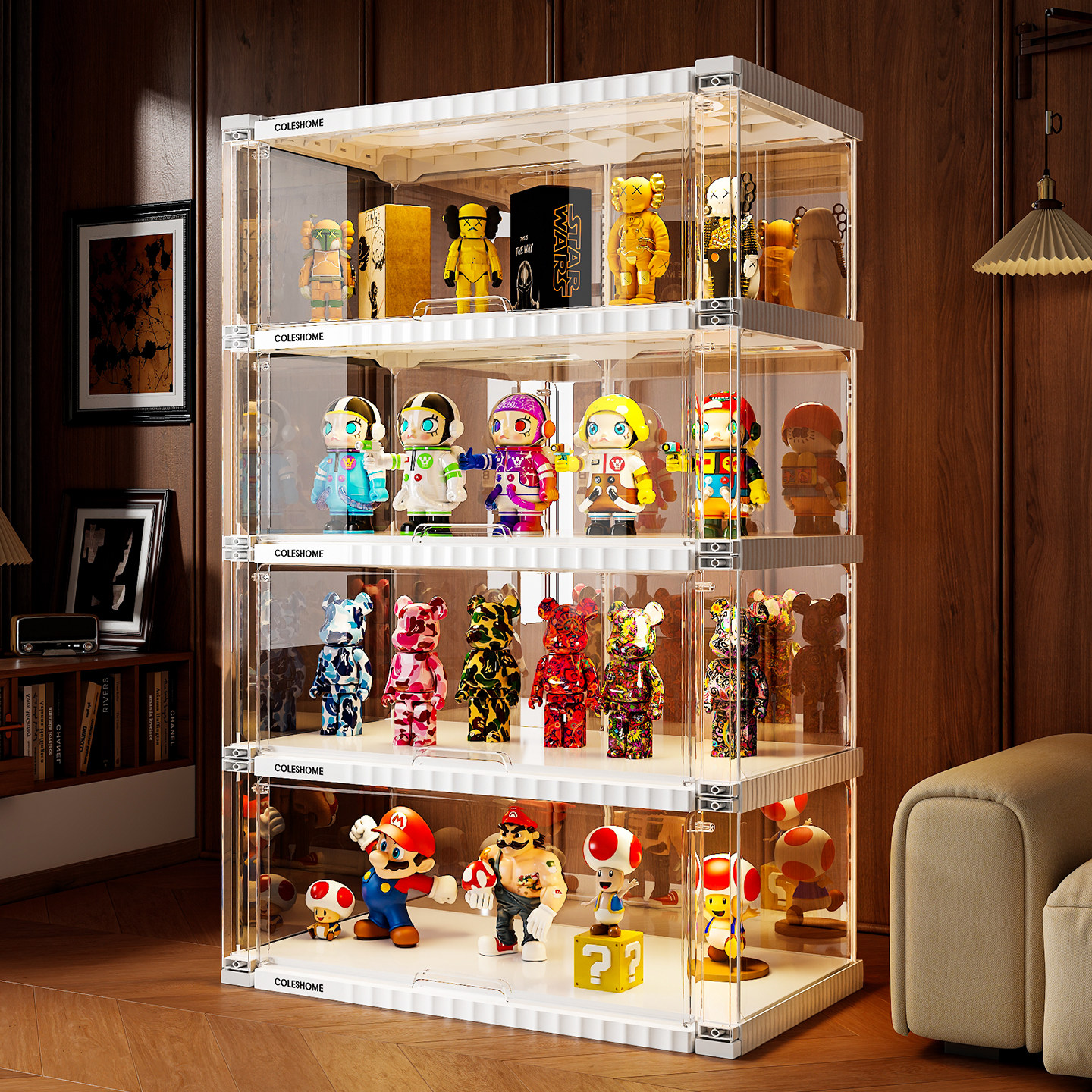 手办展示柜适用乐高玩具高达透明收纳盒汽车模型家用积木置物架子