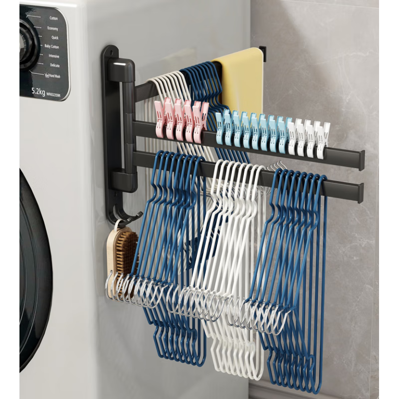 壁挂式晾衣架阳台整理衣架收纳神器折叠晾衣服架子墙上挂钩免打可