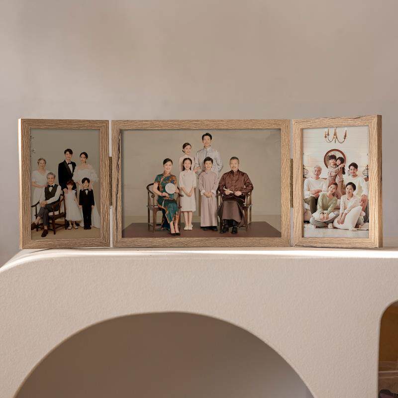 双面透明创意折叠相框摆台6寸7寸加打印照片全家福写真婚纱屏风架