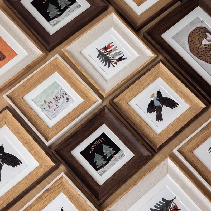 简约正方形油画棒小相框拍立得照片打印定制diy迷你吧唧谷美摆台