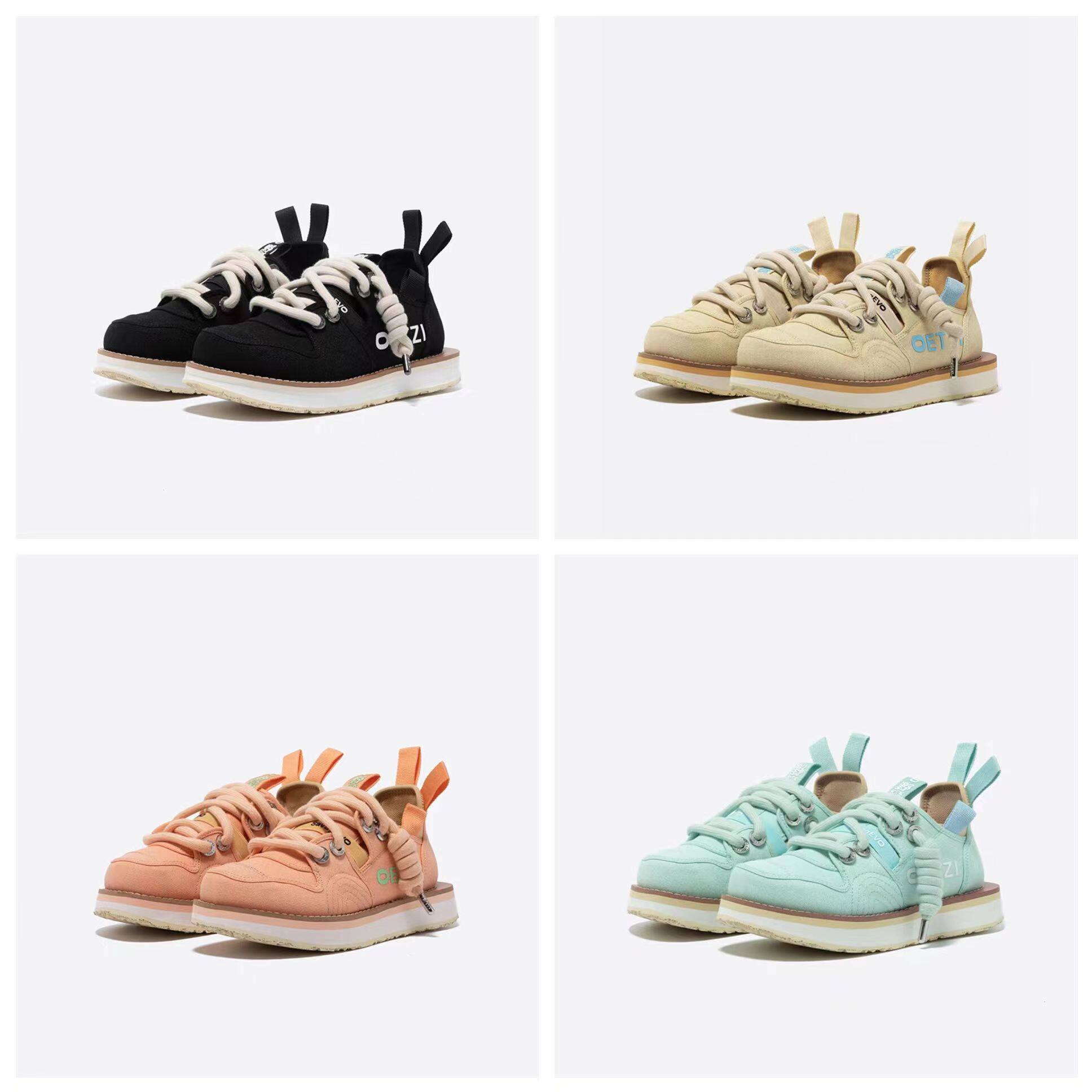 冰人奥兹23春新款帆布鞋女丑萌厚底面包鞋复古风男鞋 情侣款