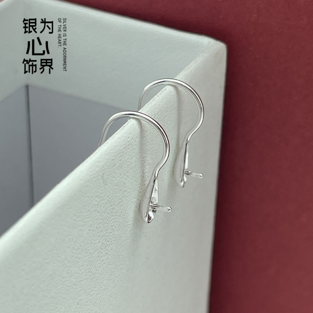 S925纯银耳钩珍珠耳环高跟鞋高脚杯耳勾空托镶嵌耳饰耳坠DIY配件