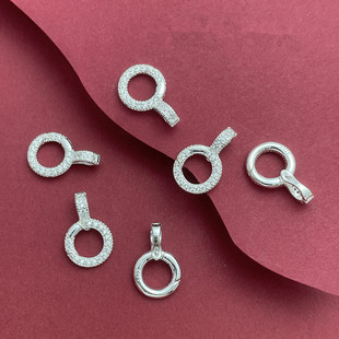 S925纯银银扣收尾扣吊坠扣头万能挂扣珍珠手链项链双环连接扣搭扣