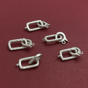 S925纯银扣头珍珠项链连接扣长方形卡扣手工DIY毛衣链收尾扣配件