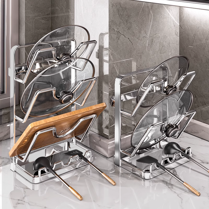 不锈钢锅盖架台面壁挂免打孔