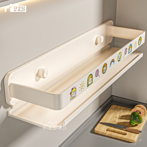 奶油风壁挂式调料品架免打孔