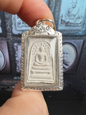 龙婆培2514菩提叶小膜崇迪 银壳萨玛空卡 泰国佛牌崇迪吊坠 正品