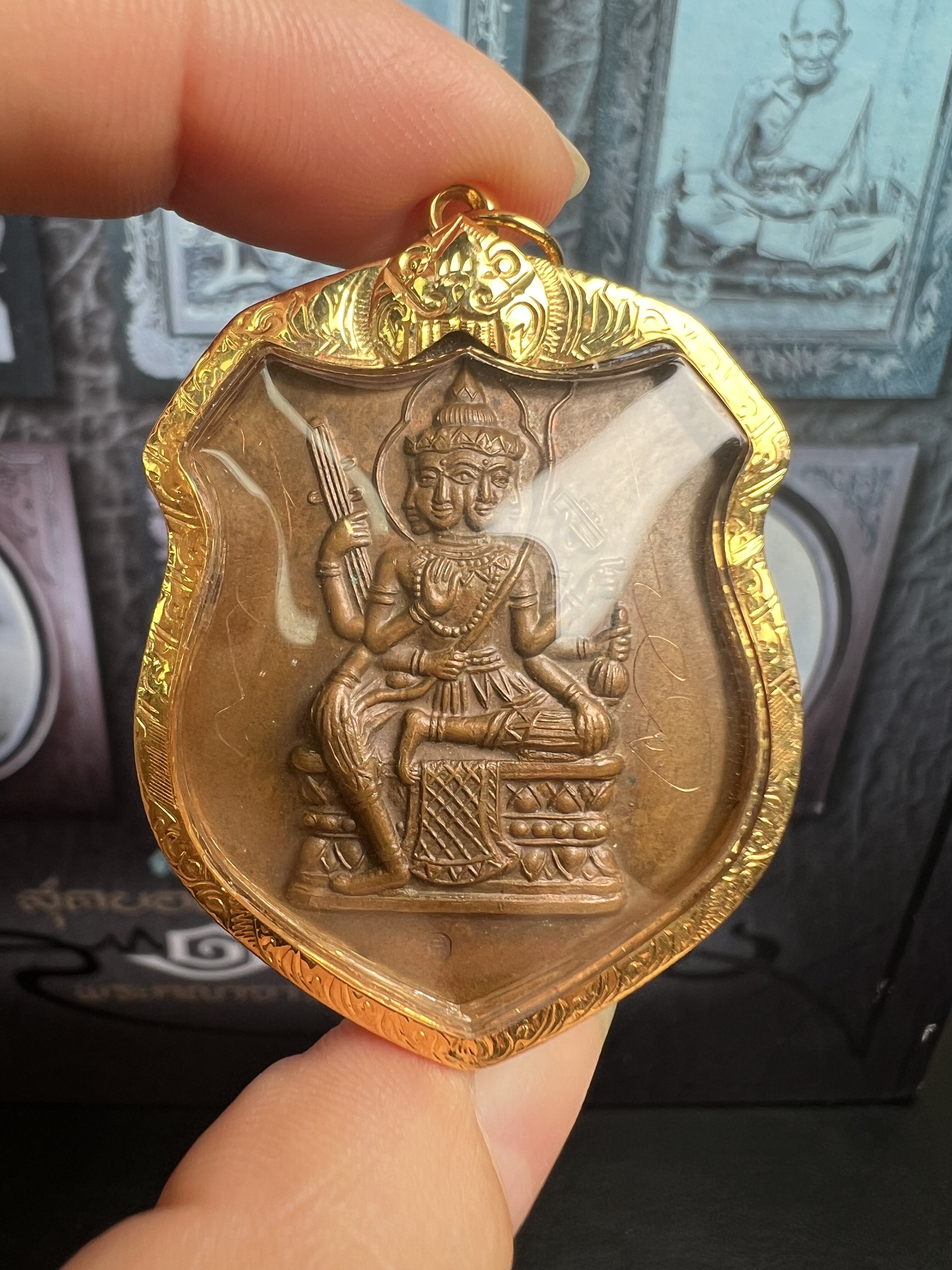 龙婆禅南2546三期四面神 前后满符文 金壳萨玛空 泰国佛牌四面佛