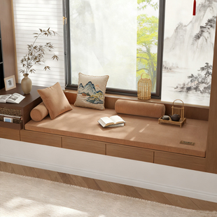 逸品澜香新款飘窗垫棉麻简约窗台垫卧室阳台坐垫可定制防滑可拆洗