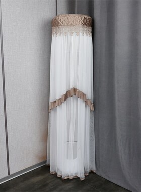 欧式空调罩圆形柜机开机不取布艺灰色定制圆柱形立式蕾丝防尘套