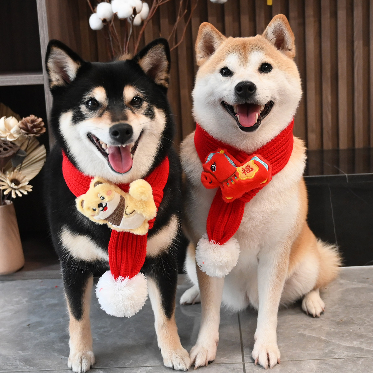 宠物狗狗猫咪围脖针织新年喜庆春节拜年柯基雪纳瑞法斗柴犬围巾,宠物/宠物食品及用品,围巾/口水巾,淘宝优惠券,粉丝福利购,淘宝优惠卷