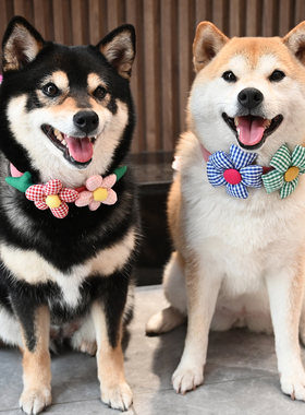 花花世界/宠物狗狗猫咪柯基泰迪柴犬领结小清新格子脖圈围脖饰品