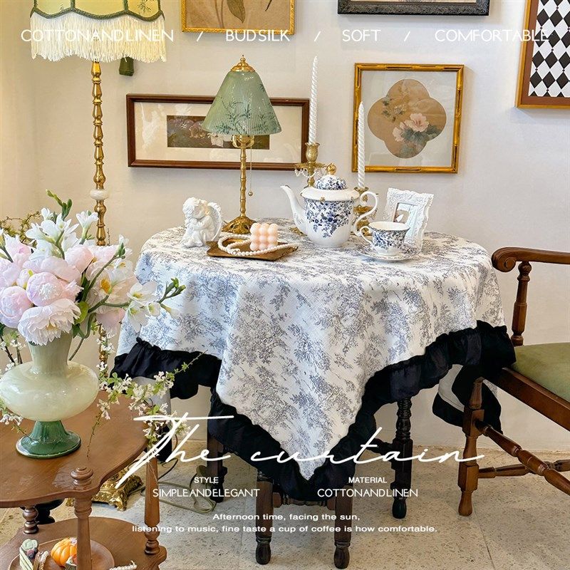 法式复古宫廷风荷叶边长方形台布防尘布美式乡村茶几餐桌布盖巾布,居家布艺,桌布,淘宝优惠券,粉丝福利购,淘宝优惠卷