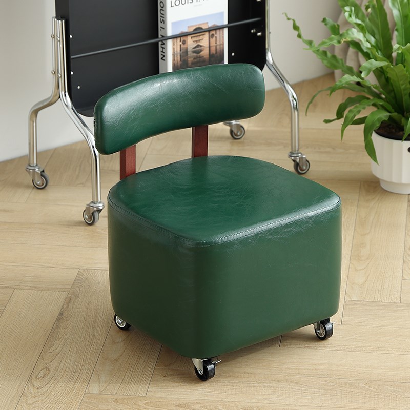 可旋转椅子单人靠背滑轮小凳子客厅沙发阳台休闲凳方板凳实木墩子