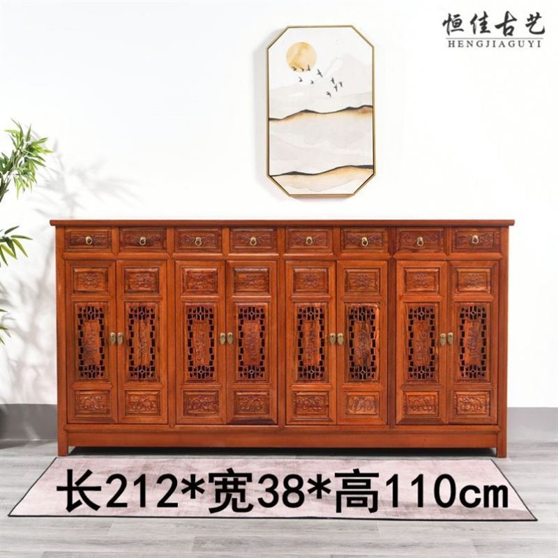 全实木储物柜红木南榆木透气入户家用门口门厅柜收纳柜新中式鞋柜
