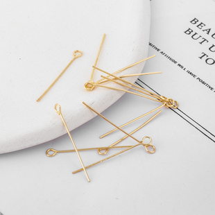 14K包金针镀金保色九形针DIY串珠珍珠配件9字针手工手链项链饰品