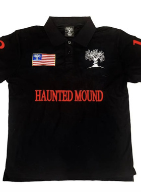 Pink pig店长推荐刺绣衬衫数字Polo衫黑色简约日常潮流个性短袖