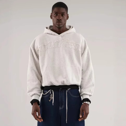 美式秋冬复古字母印花连帽卫衣