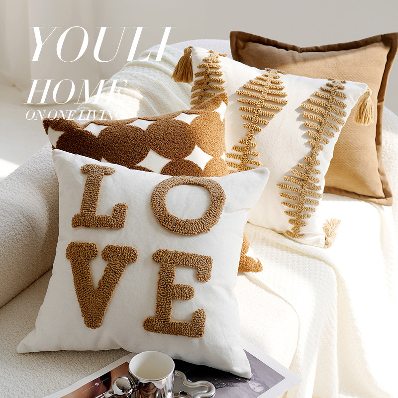 可爱简约抱枕套棕色简约ins风中古客厅动物奶油沙发床上靠垫靠枕