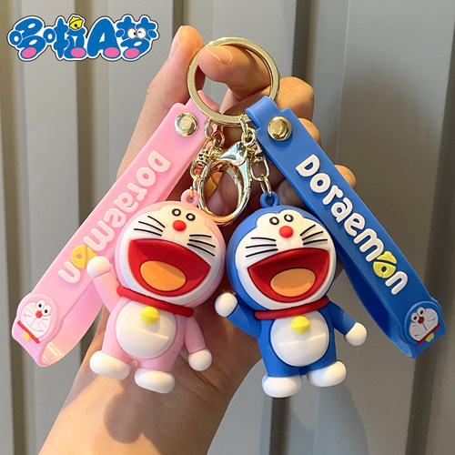 新款哆啦A梦钥匙扣口袋叮当猫卡通软胶公仔小挂件情侣款包包挂饰