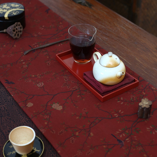 香云纱茶席真丝茶席新款古典花鸟茶巾茶道零配餐垫小香席桌旗高档