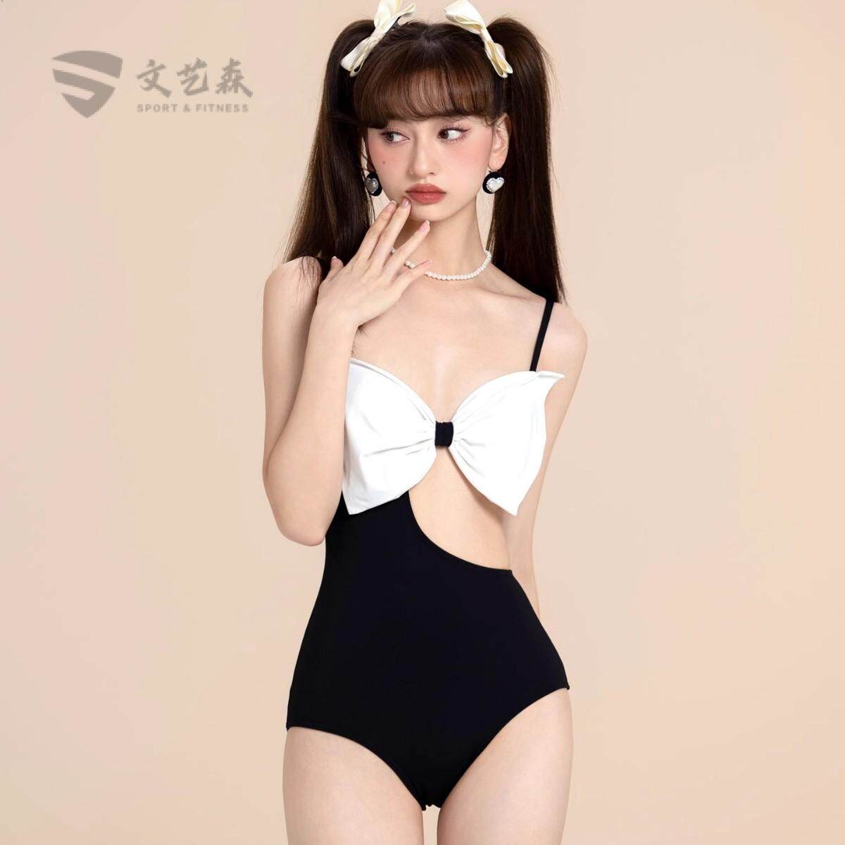 比基尼泳衣女新款小众连体小胸