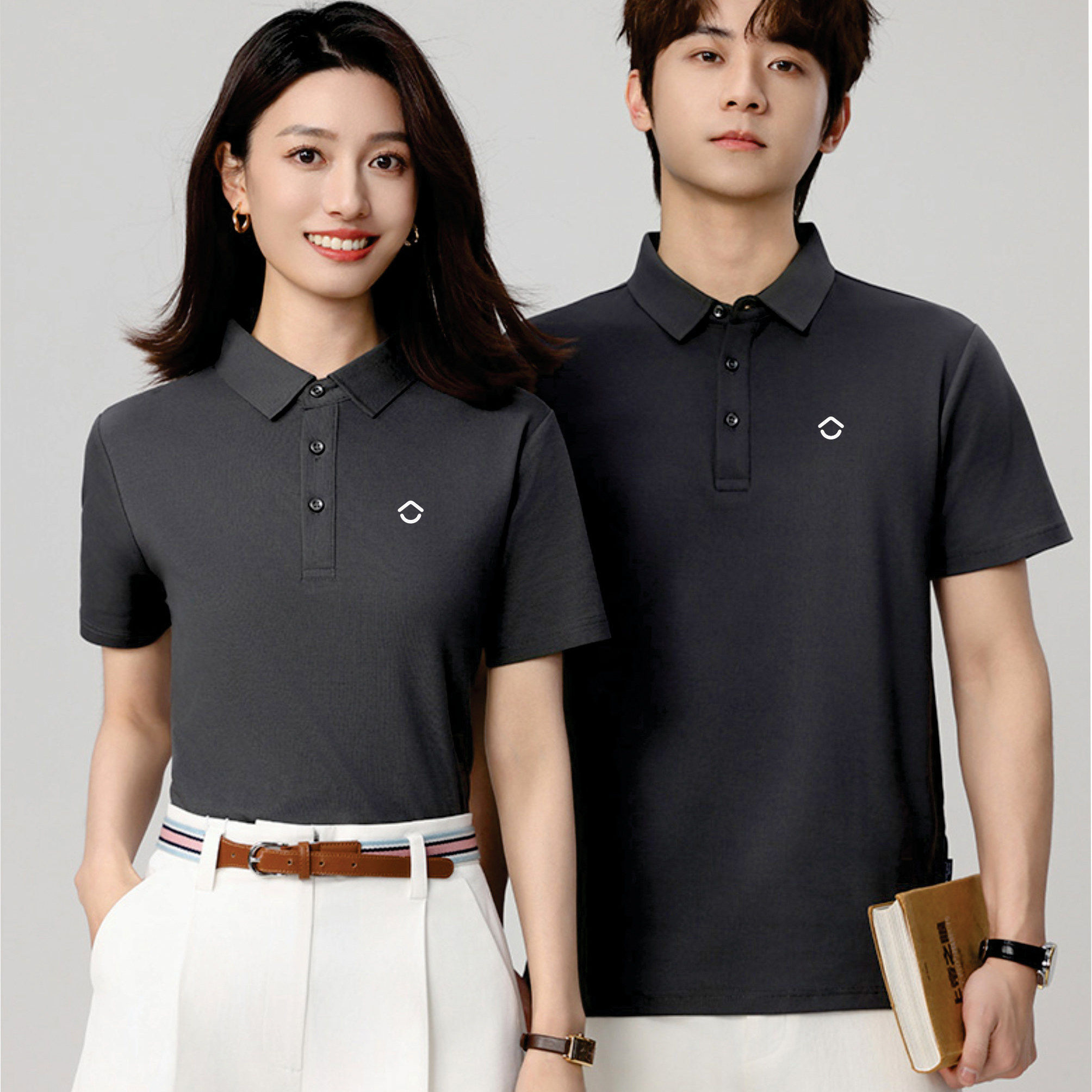 贝壳找房工作服短袖POLO衫定制团体德祐链家经纪人T恤工装印logo图片