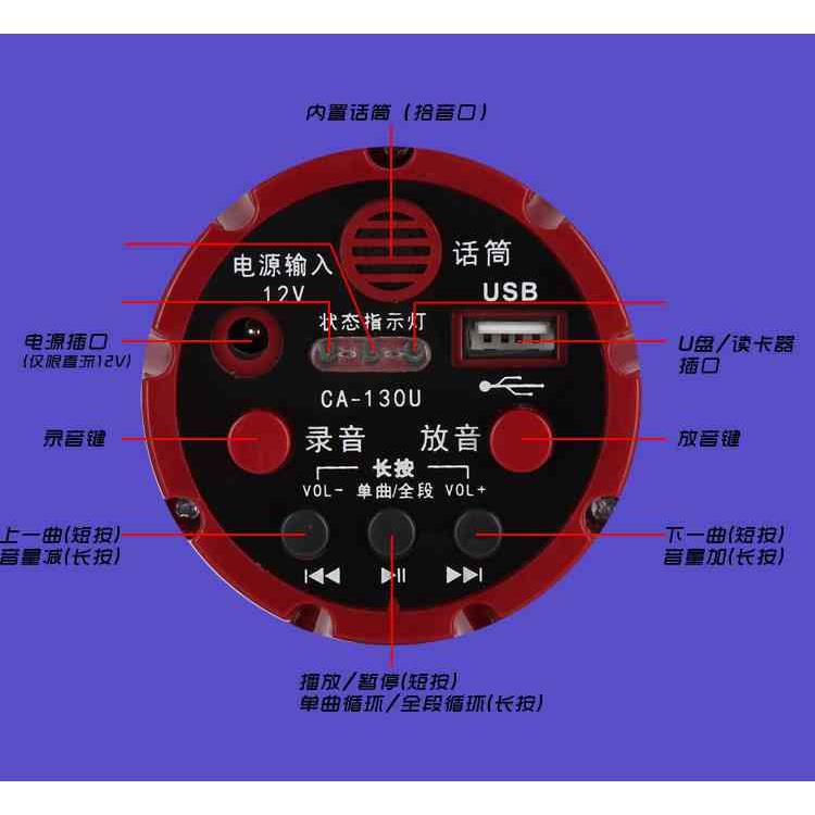 新款包邮ac220v交流家用喊话器插电叫卖器大功率插卡u盘播放歌曲