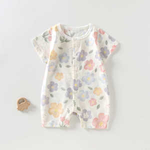 婴幼儿连体衣短袖软哈衣薄夏全棉爬服夏款纯棉宝宝爬服婴儿外出服