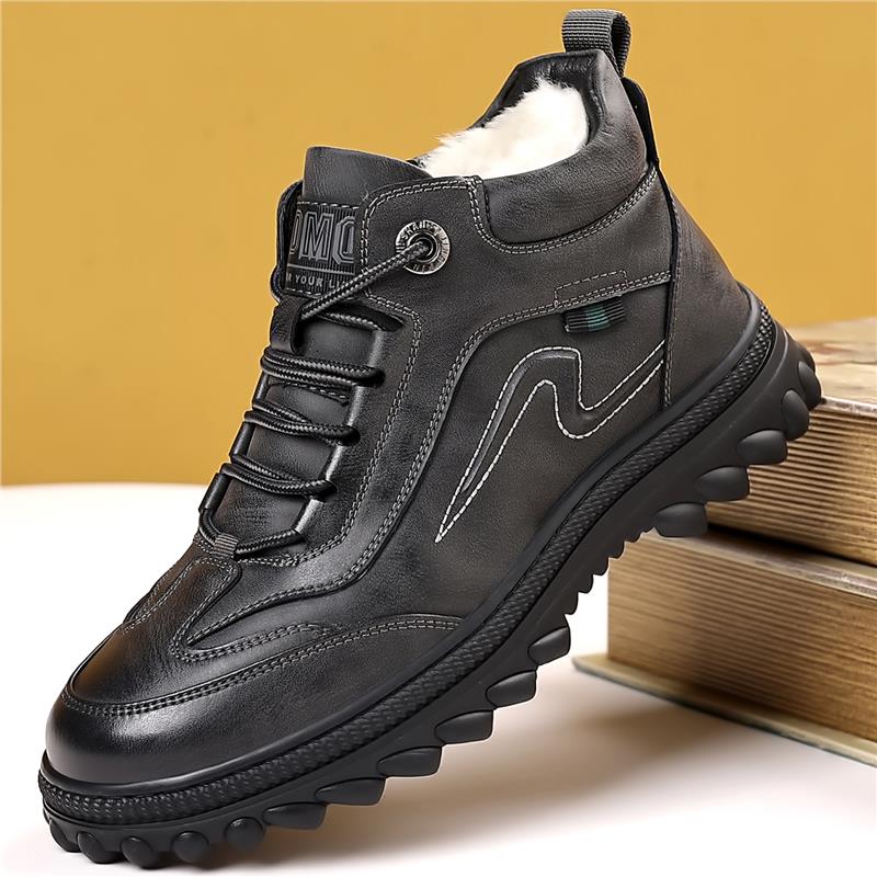 棉鞋男士冬季新款真皮羊毛高帮加厚东北雪地靴加绒保暖爸爸棉皮鞋