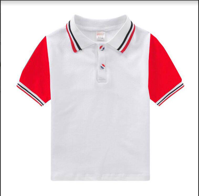 소년과 소녀를위한 어린이 여름 흰색 빨간색 초등 및 중등 교복 정장 노란색 녹색 반팔 티셔츠 폴로 셔츠