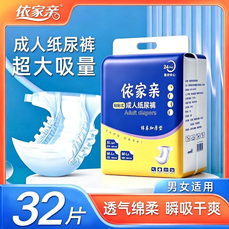 实竹源成人纸尿裤老年人L码大号尿不湿老人加厚XL加大码失禁内裤