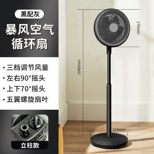 工厂直销10寸铁立柱摇头循环扇台地两用涡轮静音电风扇家用对流扇