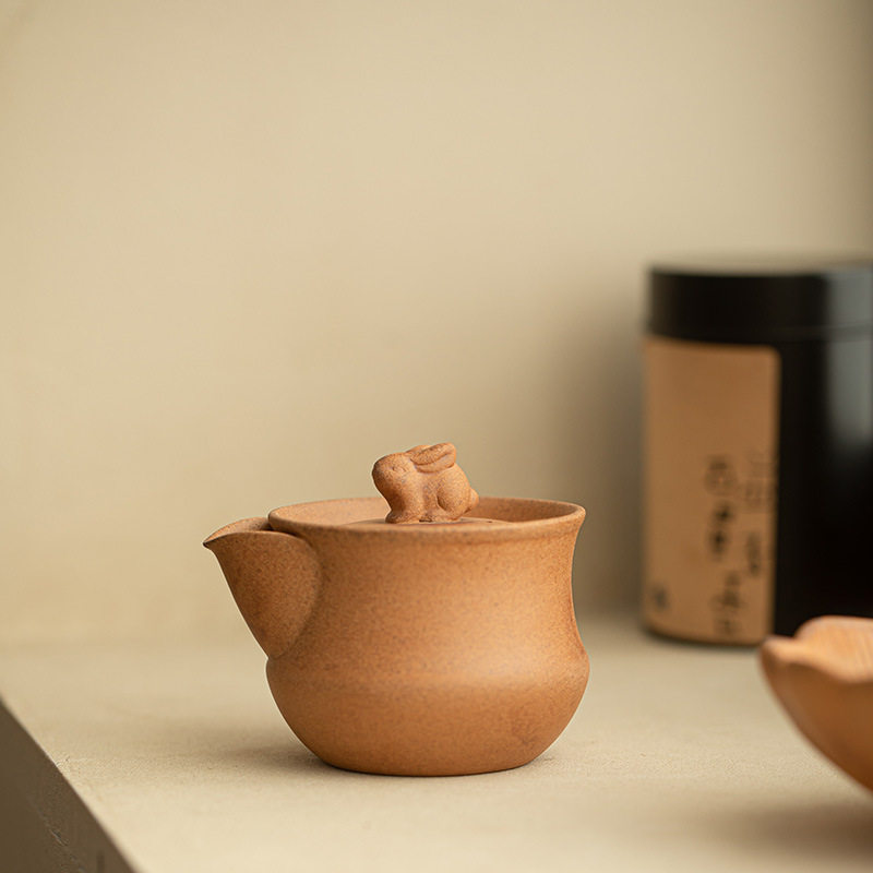 跨境纯手工老岩泥茶壶手抓壶宝瓶壶粗陶兔子陶瓷茶具留香泡茶器功