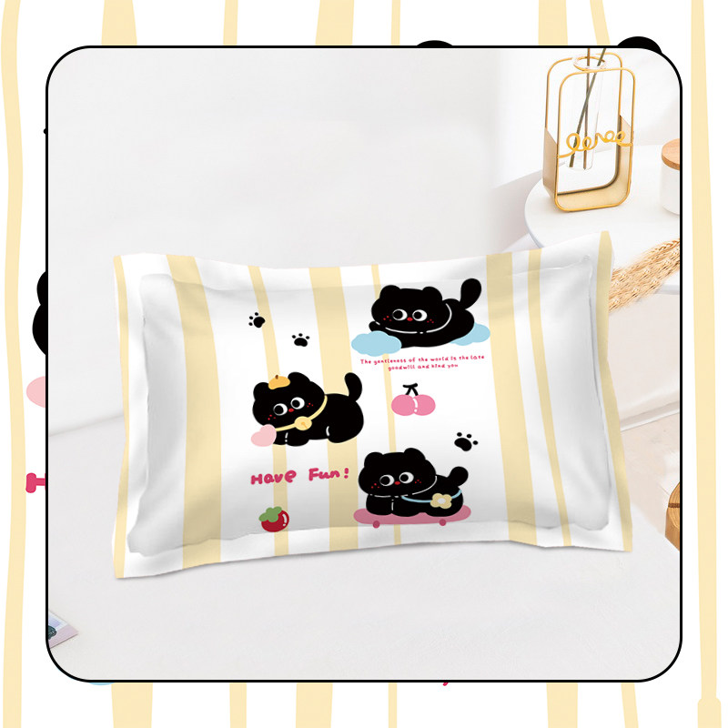 卡通英国短尾猫全棉枕套可爱小猫女生寝室学生宿舍单人纯棉枕头套