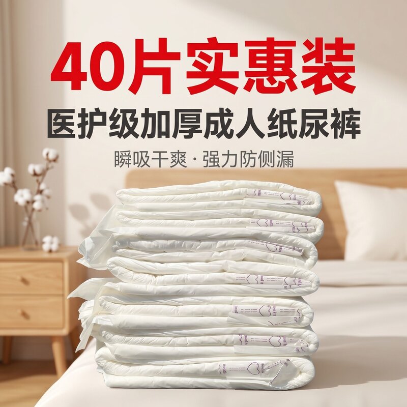 老人粘贴纸尿裤大容量加厚防侧漏男女卧床失禁专用尿不湿整箱