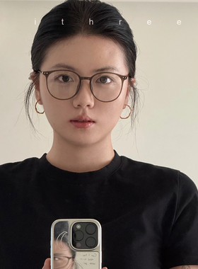 ithree 波光粼粼竹节素圈耳环女ins风通勤百搭高级感气质圆脸耳饰