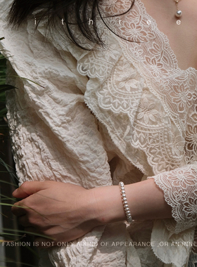 ithree/4mm手工制珍珠手链轻奢叠戴百搭美国包金不掉色洗澡可戴