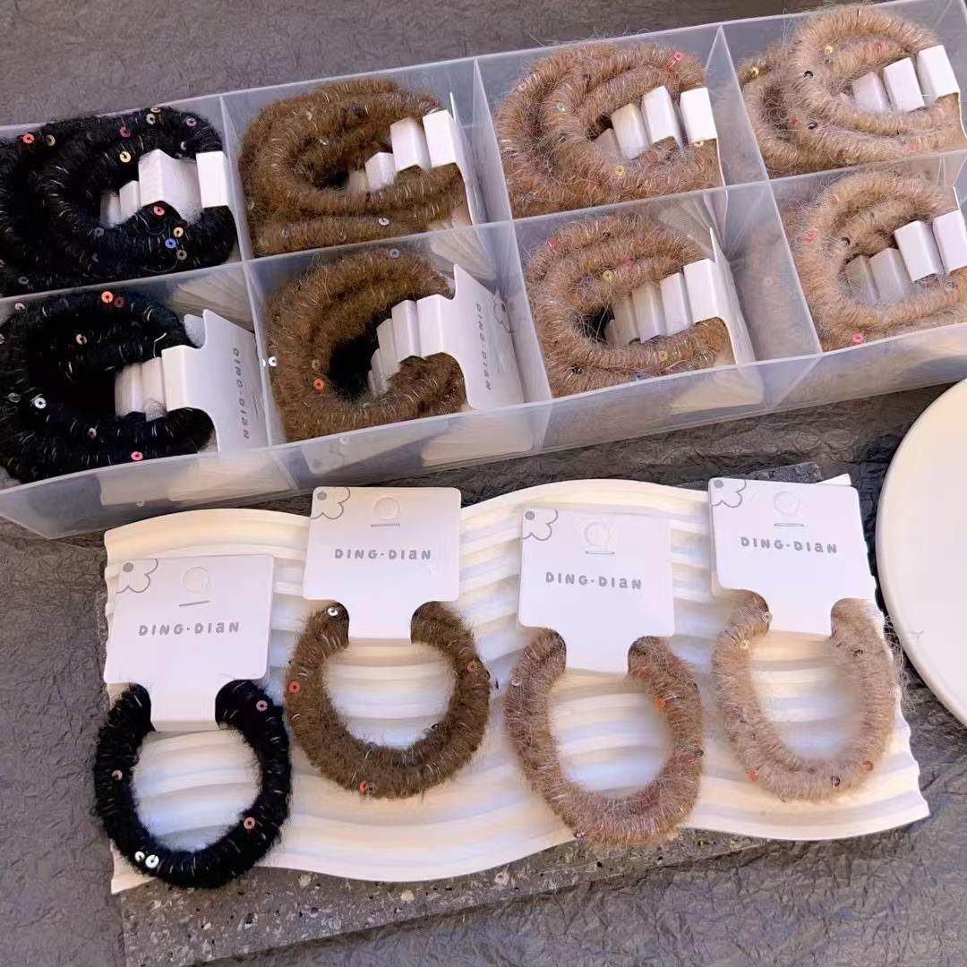 Honeyjoy 秋冬毛茸茸亮片高弹力扎头皮筋 小香风马尾发绳高级感,饰品/流行首饰/时尚饰品新,发饰,淘宝优惠券,粉丝福利购,淘宝优惠卷