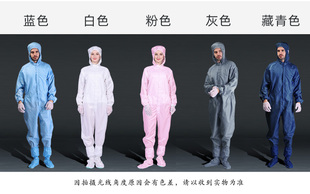 高品质防尘工作服连体带帽防护男女全身无尘防静电蓝白洁净喷漆服