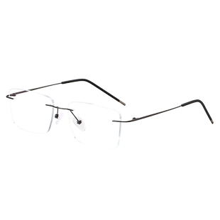 无框眼镜男近视可配有度数镜片商务超轻纯钛防蓝光金丝无边框方形