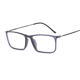 方成氏TR90细边框男女同款方形乌钛近视眼镜成镜柔韧商务超轻8克