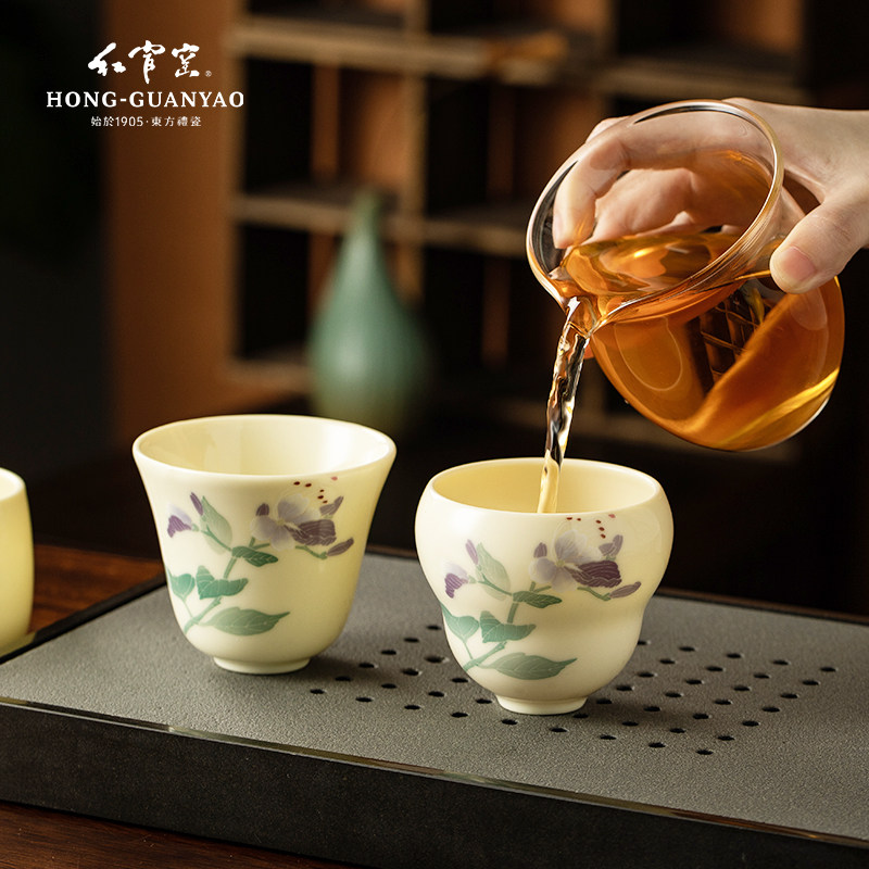 红官窑醴陵陶瓷茶杯主人杯单杯品茗杯个人专用茶盏茶具套装仿桂