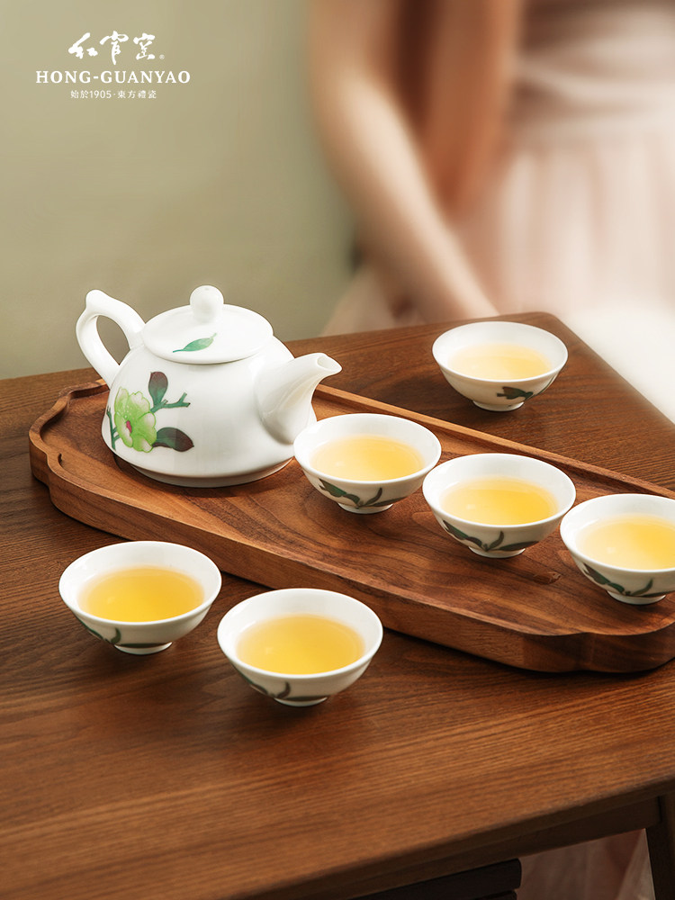 红关窑醴陵陶瓷功夫茶具茶壶茶杯釉下彩手绘瓷国瓷礼品退换