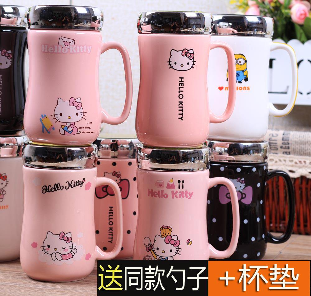 凯蒂KT猫创意陶瓷杯子可爱蝴蝶结镜面带盖马克杯咖啡杯情侣水杯子在类目 餐饮具, 杯子/水杯/水壶, 马克杯中 - 来自Buy2taobao.com提供专业的淘宝代购服务