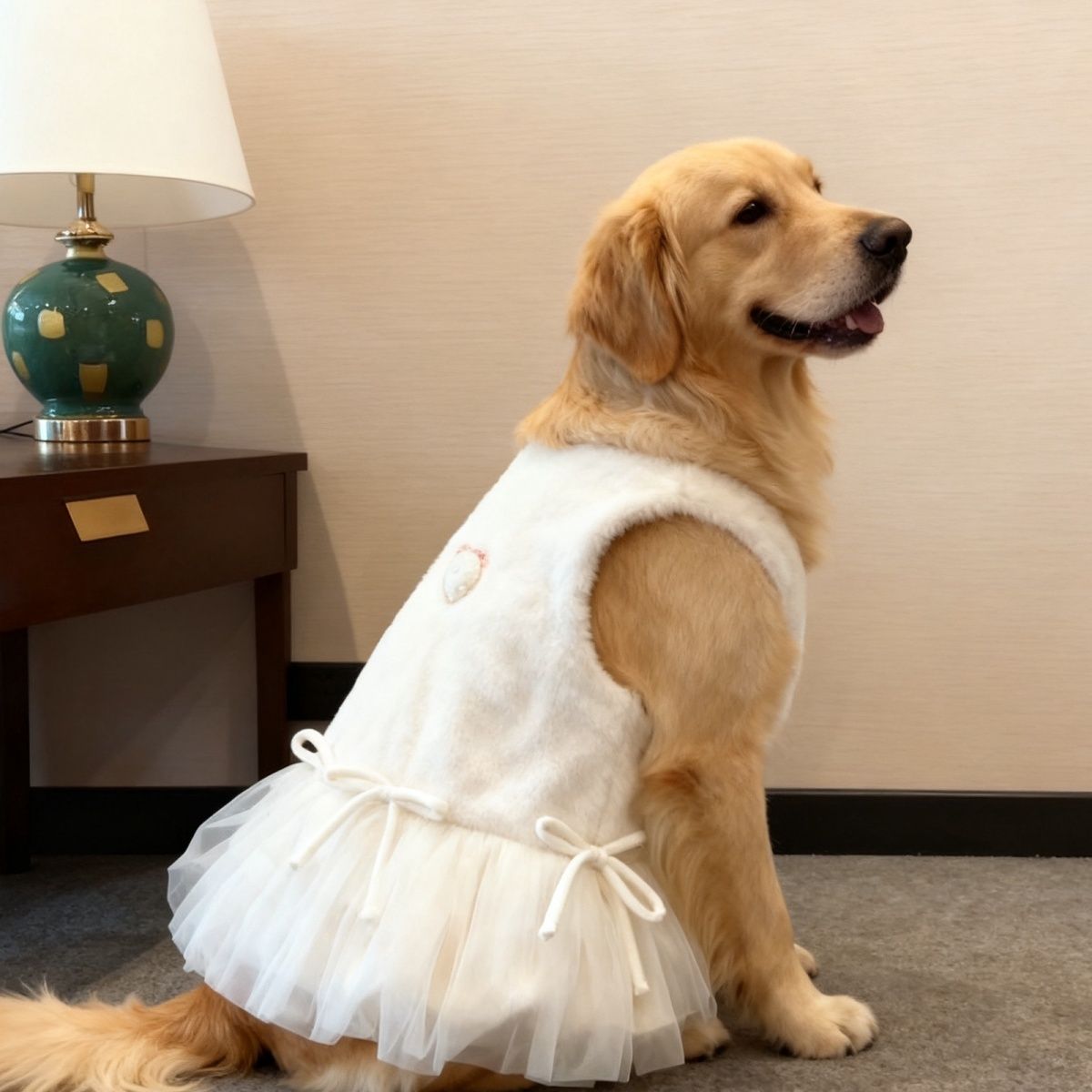 宠物衣服秋冬新款中大型犬公主裙金毛拉布拉多萨摩耶甜美背心裙